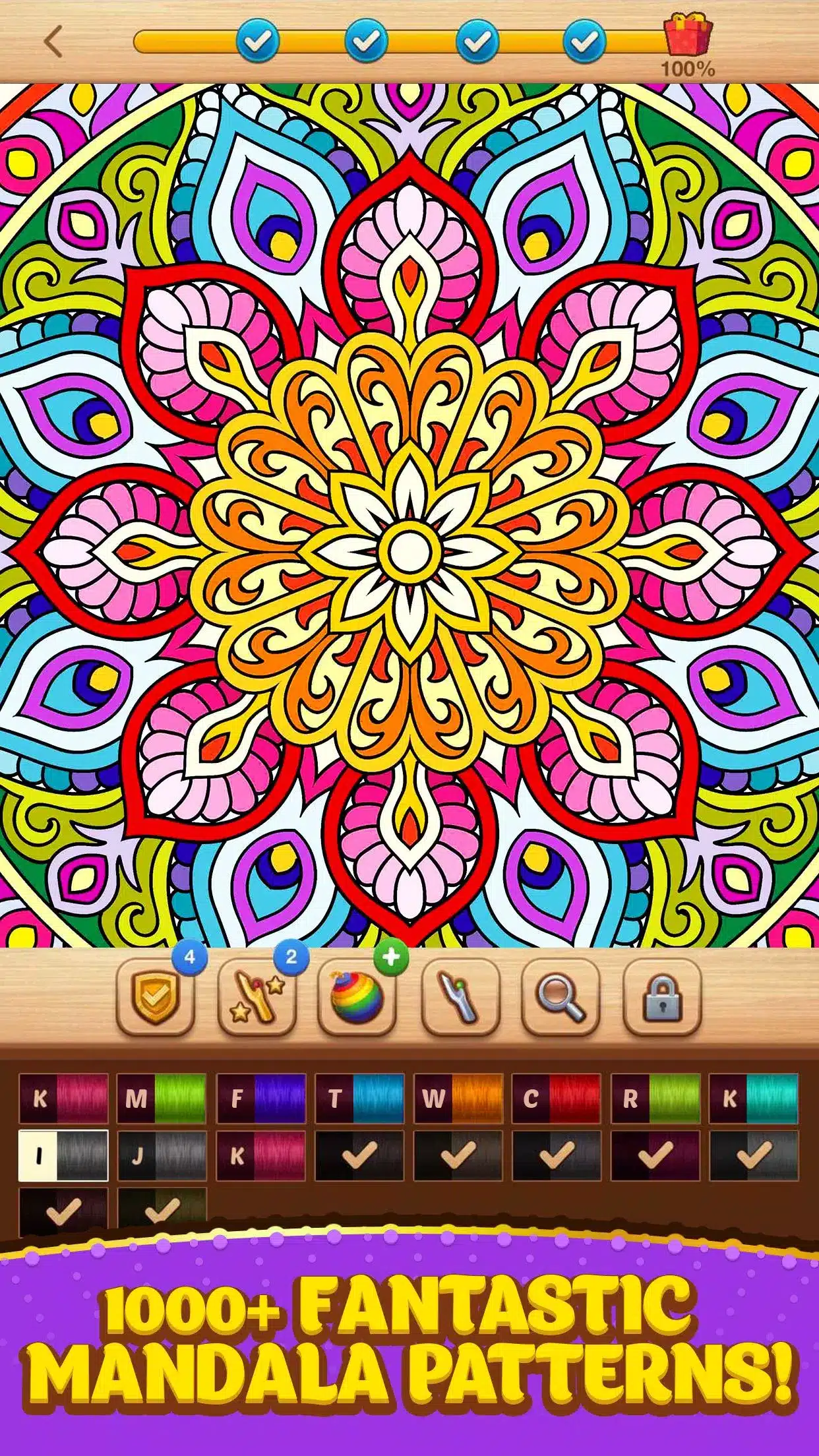 Cross Stitch Coloring Mandala Image 1