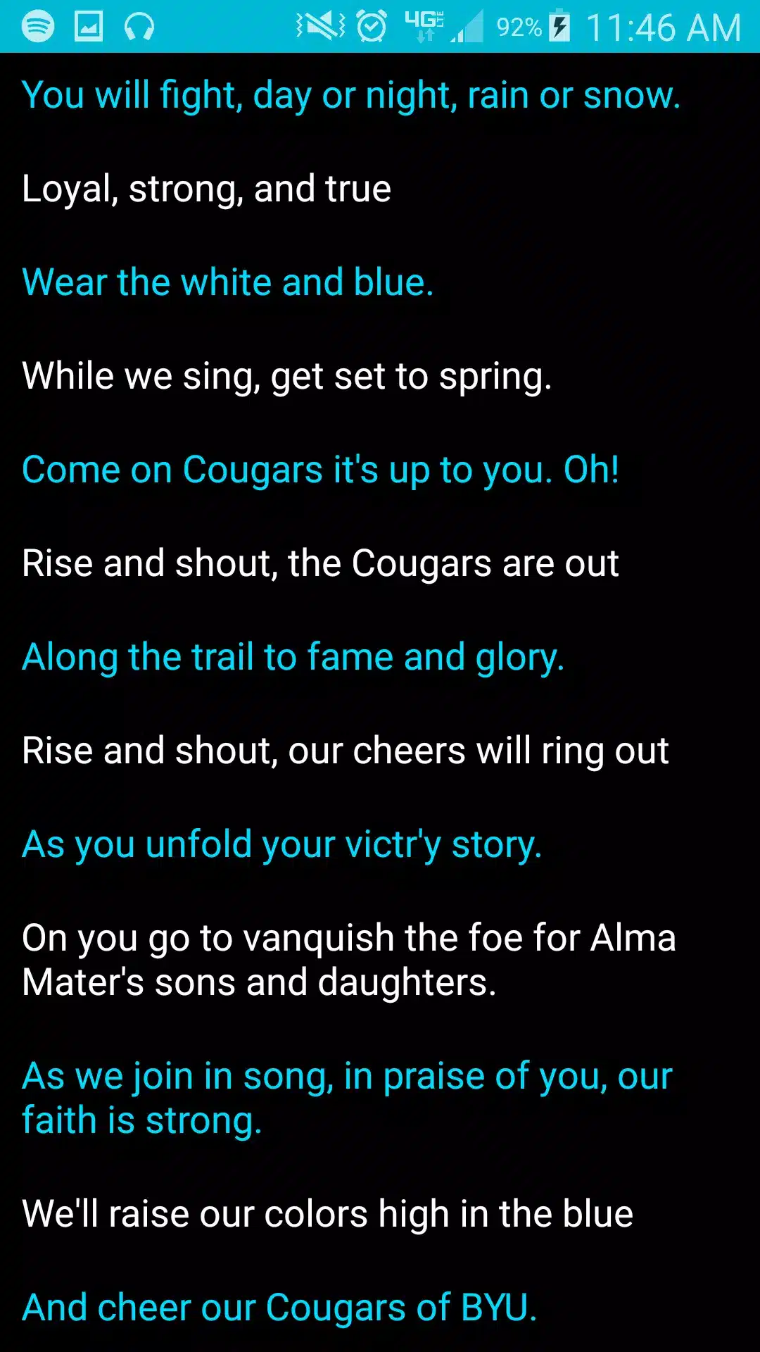 BYU Cougar Fight Song Image 2