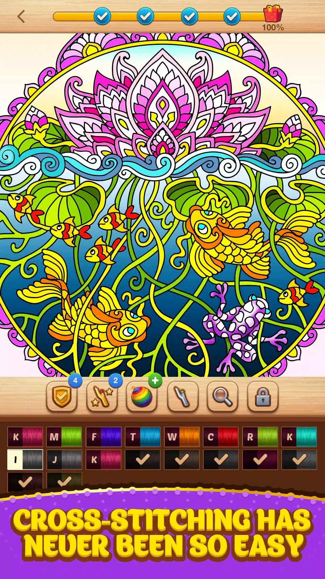 Cross Stitch Coloring Mandala Image 2